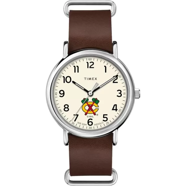 Mens NHL Weekender 40mm Quartz Leather StrapChicago Blackhawks
