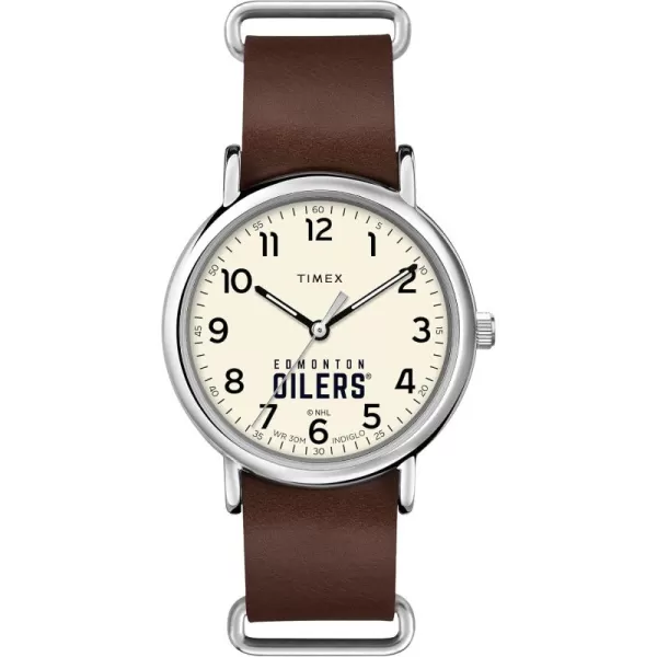 Mens NHL Weekender 40mm Quartz Leather StrapEdmonton Oilers