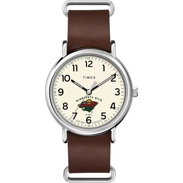 Mens NHL Weekender 40mm Quartz Leather StrapMinnesota Wild