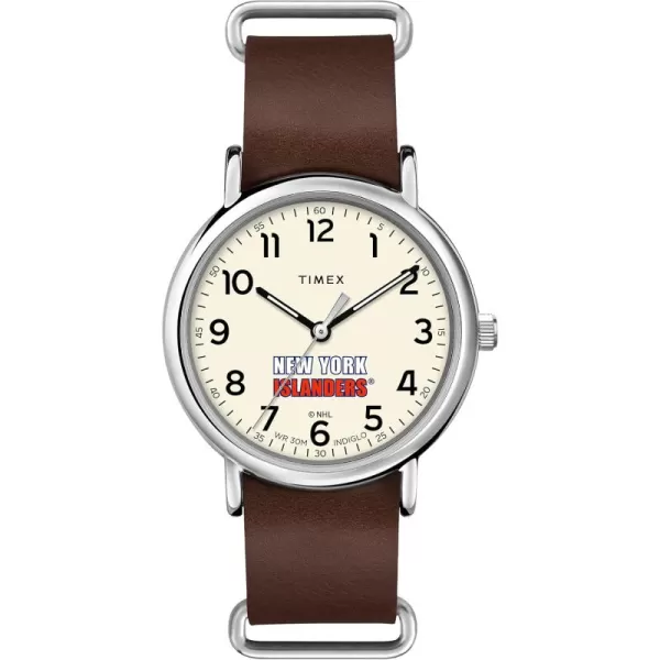 Mens NHL Weekender 40mm Quartz Leather StrapNew York Islanders