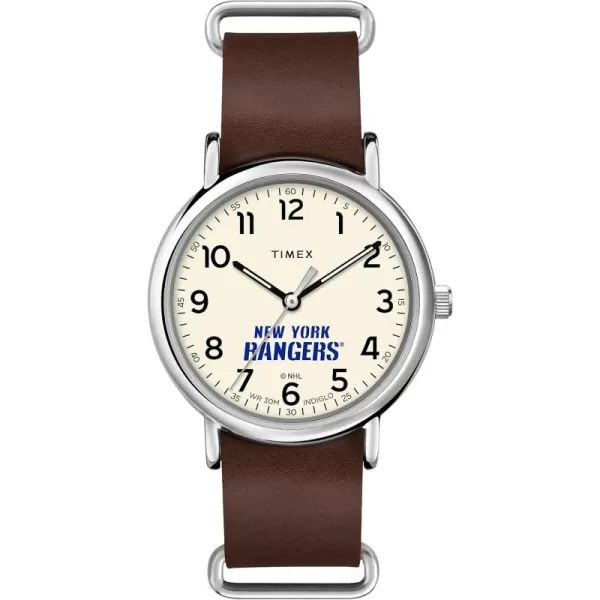 Mens NHL Weekender 40mm Quartz Leather StrapNew York Rangers