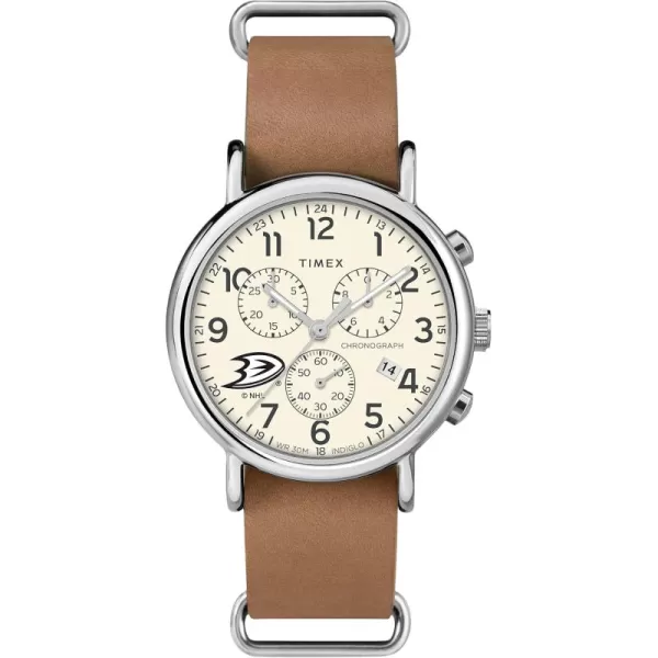 Mens NHL Weekender Chrono 40mm Quartz Leather StrapAnaheim Ducks