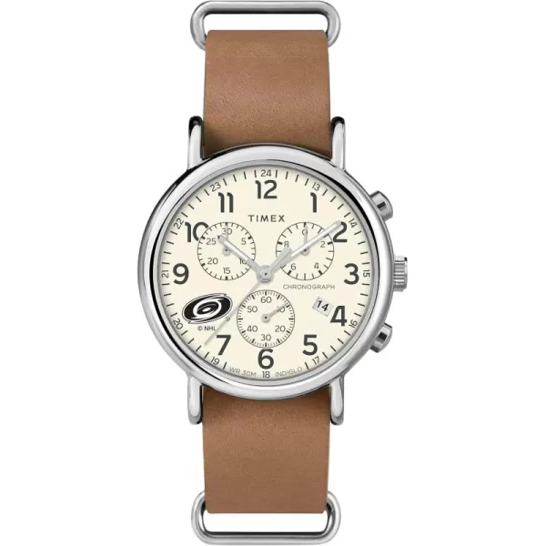 Mens NHL Weekender Chrono 40mm Quartz Leather StrapCarolina Hurricanes