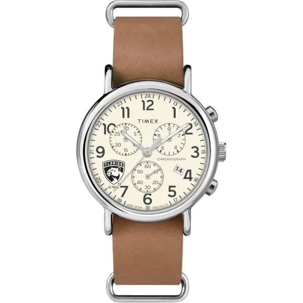 Mens NHL Weekender Chrono 40mm Quartz Leather StrapFlorida Panthers