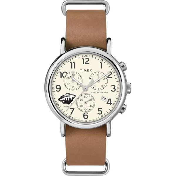 Mens NHL Weekender Chrono 40mm Quartz Leather StrapMinnesota Wild
