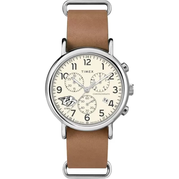 Mens NHL Weekender Chrono 40mm Quartz Leather StrapNashville Predators
