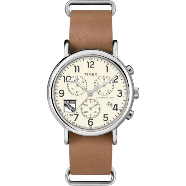 Mens NHL Weekender Chrono 40mm Quartz Leather StrapNew York Rangers