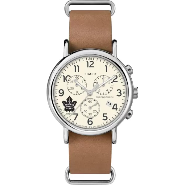 Mens NHL Weekender Chrono 40mm Quartz Leather StrapToronto Maple Leafs
