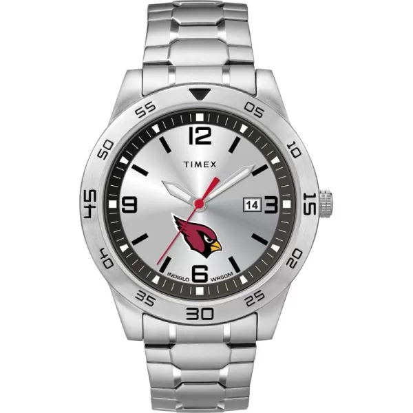 Timex Tribute Mens Citation 42mm Quartz Watch with Stainless Steel StrapArizona Cardinals