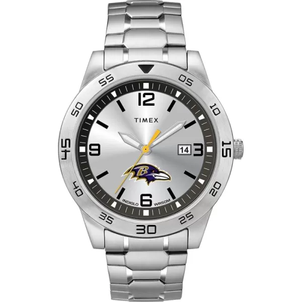 Timex Tribute Mens Citation 42mm Quartz Watch with Stainless Steel StrapBaltimore Ravens