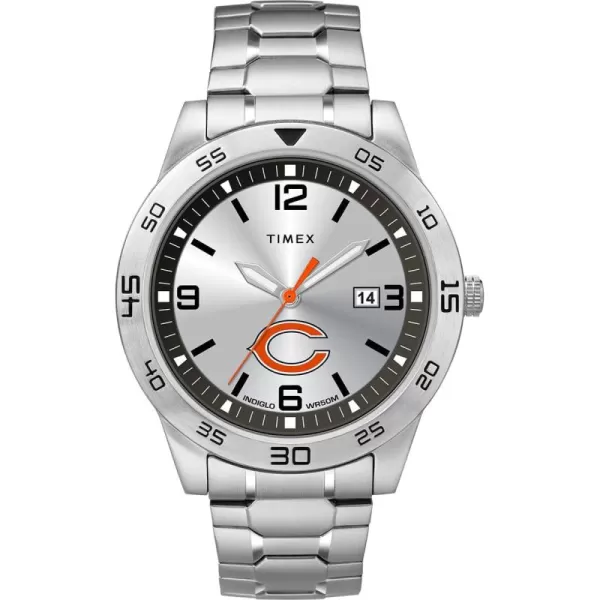 Timex Tribute Mens Citation 42mm Quartz Watch with Stainless Steel StrapChicago Bears