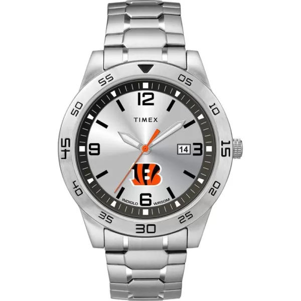 Timex Tribute Mens Citation 42mm Quartz Watch with Stainless Steel StrapCincinnati Bengals
