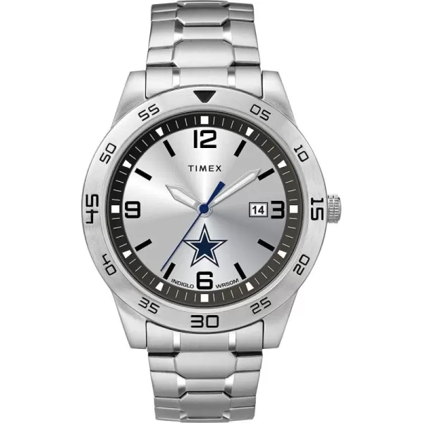 Timex Tribute Mens Citation 42mm Quartz Watch with Stainless Steel StrapDallas Cowboys
