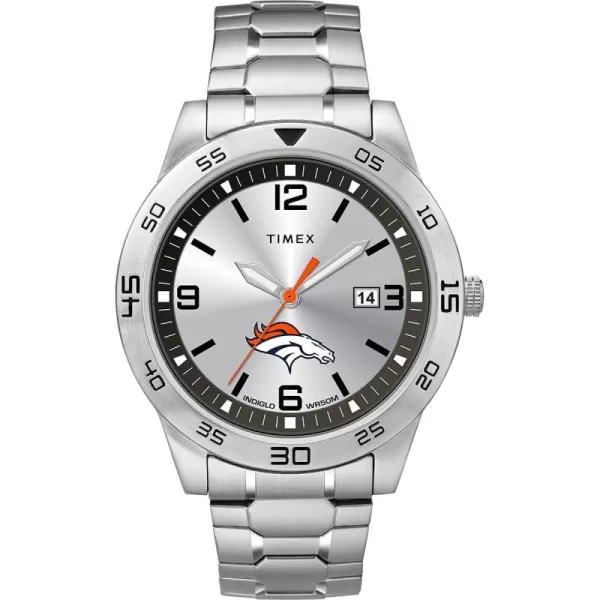 Timex Tribute Mens Citation 42mm Quartz Watch with Stainless Steel StrapDenver Broncos