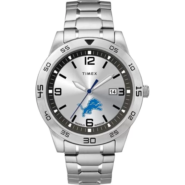 Timex Tribute Mens Citation 42mm Quartz Watch with Stainless Steel StrapDetroit Lions