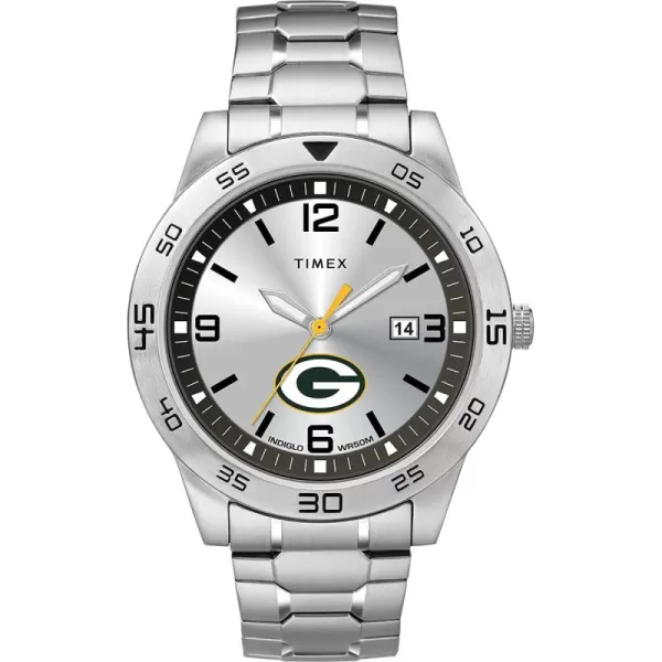 Timex Tribute Mens Citation 42mm Quartz Watch with Stainless Steel StrapGreen Bay Packers