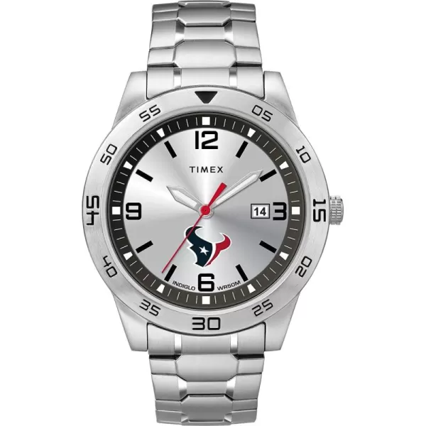 Timex Tribute Mens Citation 42mm Quartz Watch with Stainless Steel StrapHouston Texans