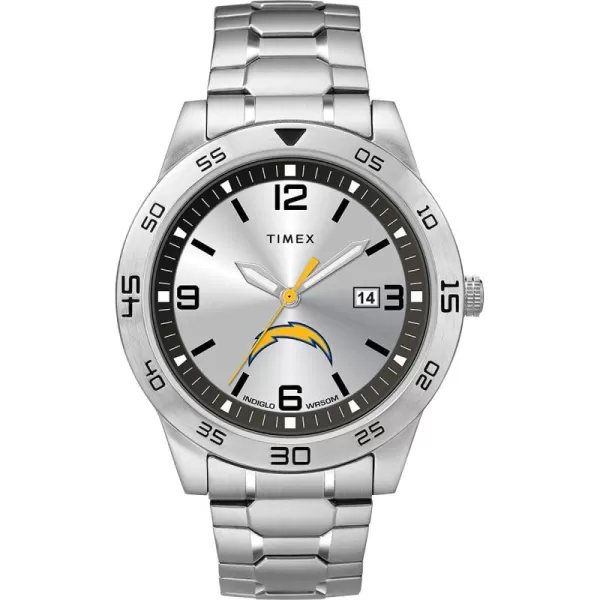 Timex Tribute Mens Citation 42mm Quartz Watch with Stainless Steel StrapLos Angeles Chargers