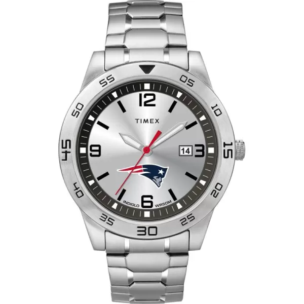 Timex Tribute Mens Citation 42mm Quartz Watch with Stainless Steel StrapNew England Patriots