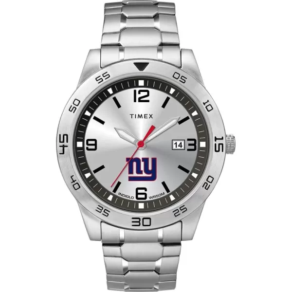 Timex Tribute Mens Citation 42mm Quartz Watch with Stainless Steel StrapNew York Giants