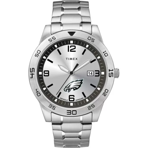Timex Tribute Mens Citation 42mm Quartz Watch with Stainless Steel StrapPhiladelphia Eagles