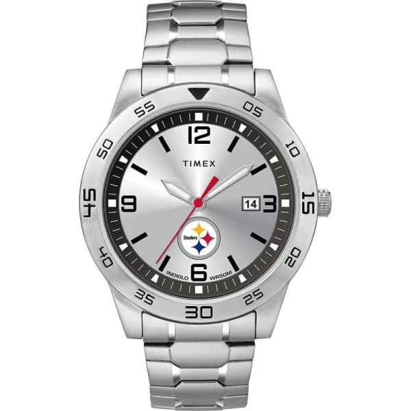 Timex Tribute Mens Citation 42mm Quartz Watch with Stainless Steel StrapPittsburgh Steelers