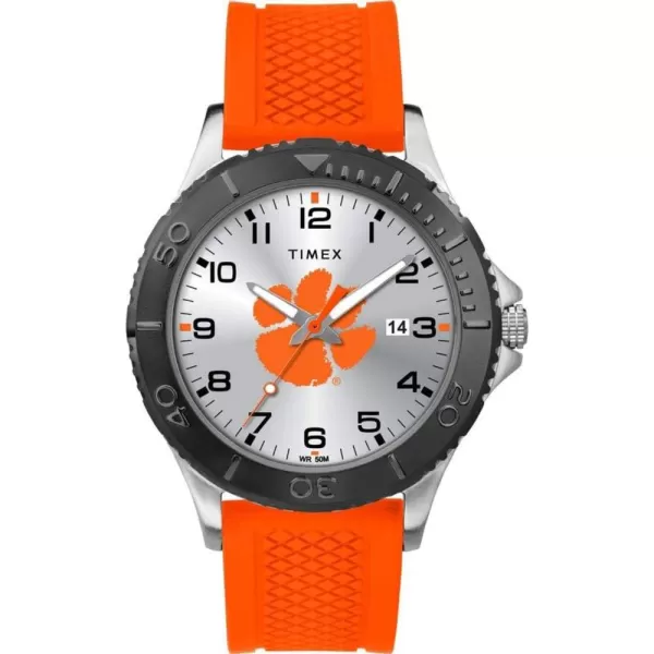 Timex Tribute Mens Collegiate Gamer 42mm Watch  Clemson Tigers with Orange Silicone Strap