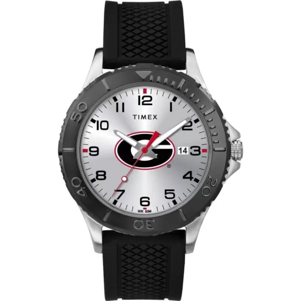 Timex Tribute Mens Collegiate Gamer 42mm Watch  Georgia Bulldogs with Black Silicone Strap