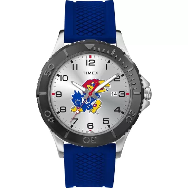 Timex Tribute Mens Collegiate Gamer 42mm Watch  Kansas Jayhawks with Royal Blue Silicone Strap