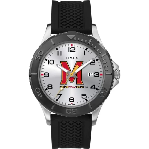 Timex Tribute Mens Collegiate Gamer 42mm Watch  Maryland Terrapins with Black Silicone Strap