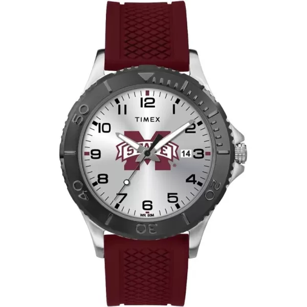 Timex Tribute Mens Collegiate Gamer 42mm Watch  Mississippi State Bulldogs with Crimson Silicone Strap