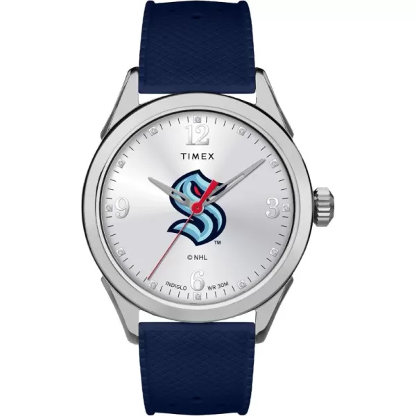 Timex Tribute Womens NHL Athena 40mm Watch  Seattle Kraken with Navy Silicone Strap