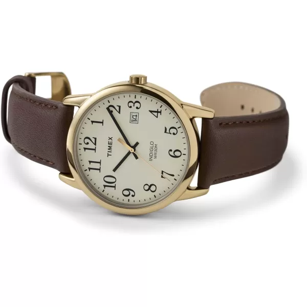 Timex Mens Easy Reader WatchBrownGoldToneCream38mm