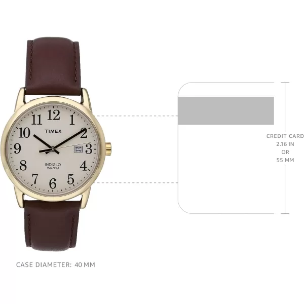 Timex Mens Easy Reader WatchBrownGoldToneCream38mm