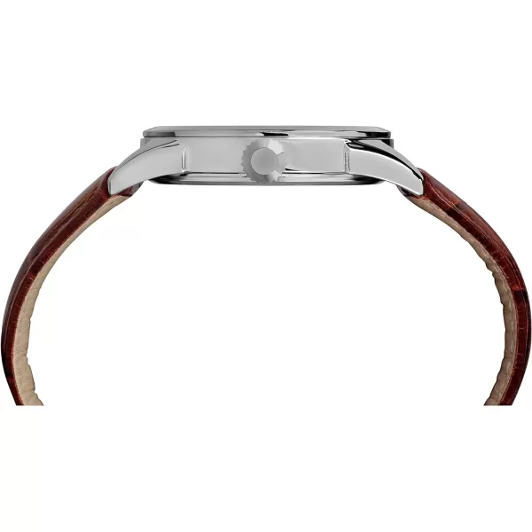Timex Mens Easy Reader WatchBrownSilverToneBlue38mm