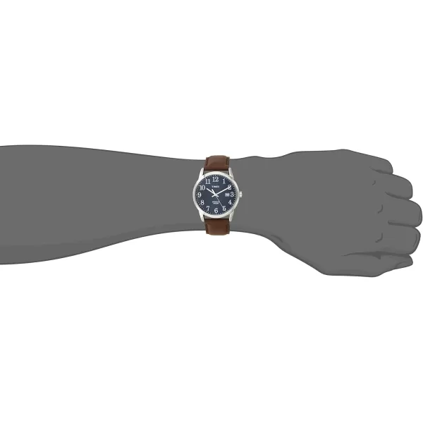Timex Mens Easy Reader WatchBrownSilverToneBlueA38mm