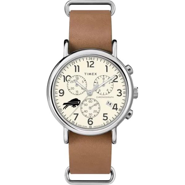 Mens NFL Weekender Chrono 40mm Quartz Leather StrapBuffalo Bills