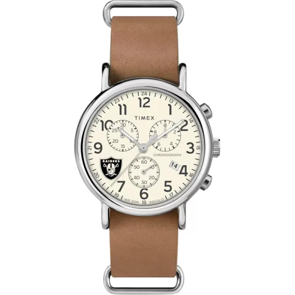 Mens NFL Weekender Chrono 40mm Quartz Leather StrapLas Vegas Raiders