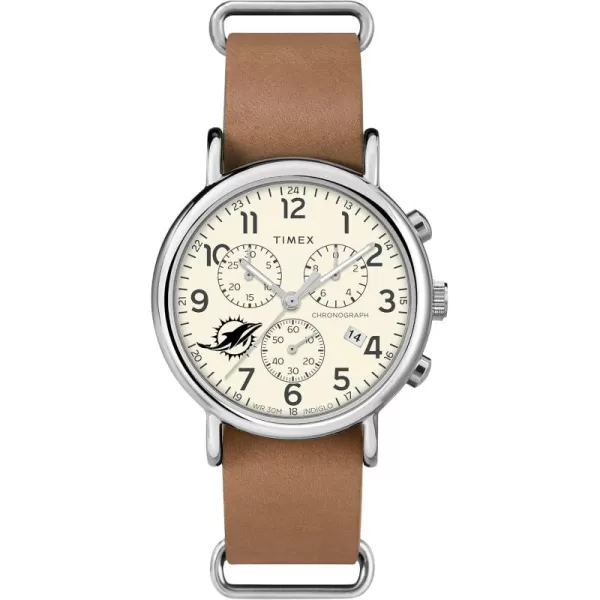 Mens NFL Weekender Chrono 40mm Quartz Leather StrapMiami Dolphins