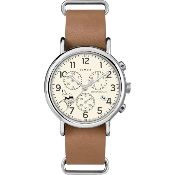 Mens NFL Weekender Chrono 40mm Quartz Leather StrapMinnesota Vikings