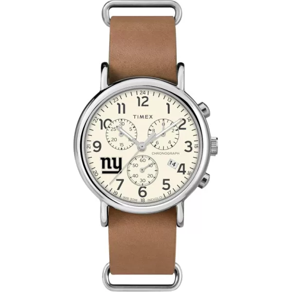 Mens NFL Weekender Chrono 40mm Quartz Leather StrapNew York Giants