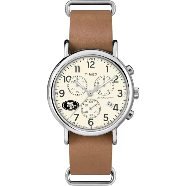Mens NFL Weekender Chrono 40mm Quartz Leather StrapSan Francisco 49ers