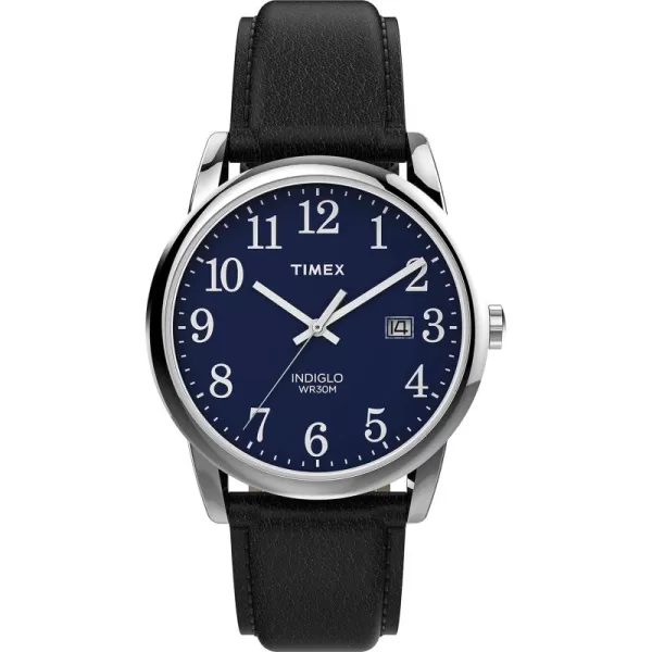 Timex Mens Easy Reader WatchBlackSilverToneBlue38mm