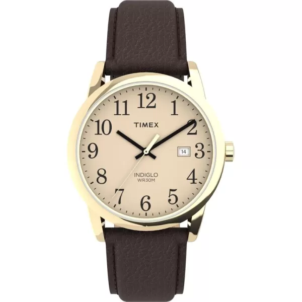 Timex Mens Easy Reader WatchBrownGoldToneCream38mm