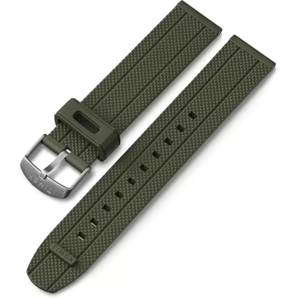 Timex Mens TwoPiece 20mm QuickRelease StrapGreen SiliconeSilverTone