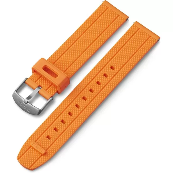 Timex Mens TwoPiece 20mm QuickRelease StrapOrange SiliconeSilverTone