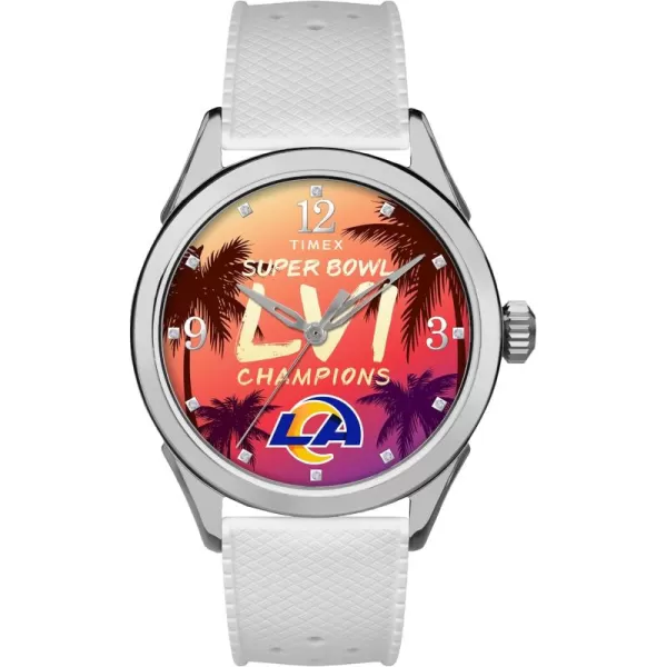Timex NFL 2022 Super Bowl LVI Champions Los Angeles Rams WatchesWomens White Athena 40mm