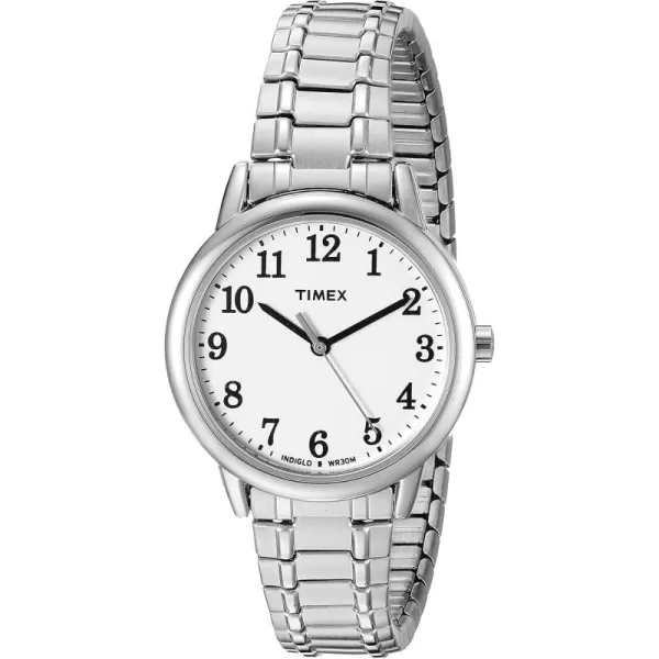 Timex Womens Easy Reader WatchSilverToneSilverToneWhiteA30mm