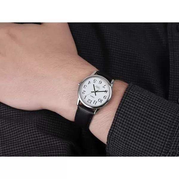 Timex Mens Easy Reader WatchBlackSilverToneWhiteA35mm