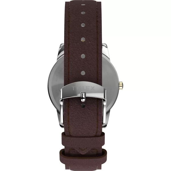 Timex Mens Easy Reader WatchBrownSilverToneBlue35mm